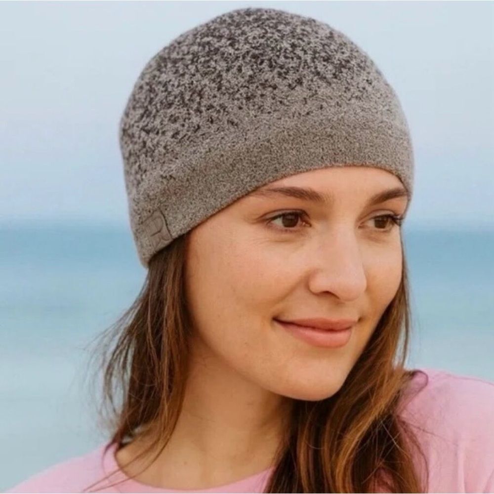 Barefoot Dreams CozyChic Lite Confetti Beanie Hat Storm Gray Dark Brown Ombré